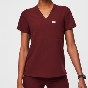 FIGS Catarina burgundy small scrub top